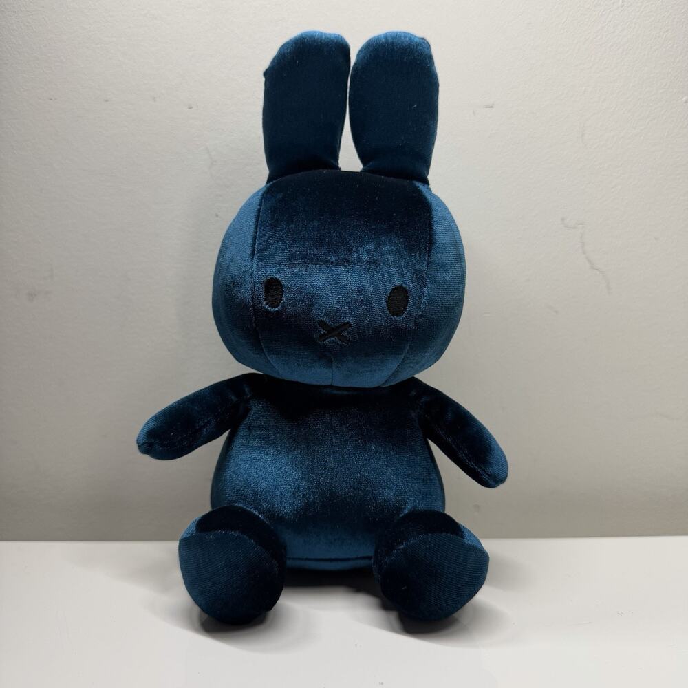 Nijntje Miffy Velvet Plush Rabbit Blue 9" Int'l Bon Ton Toys Dutch Design